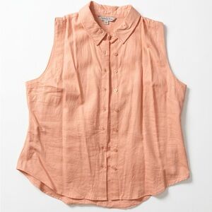 Ophelia Roe Sleeveless Button-Front Blouse in Peach
